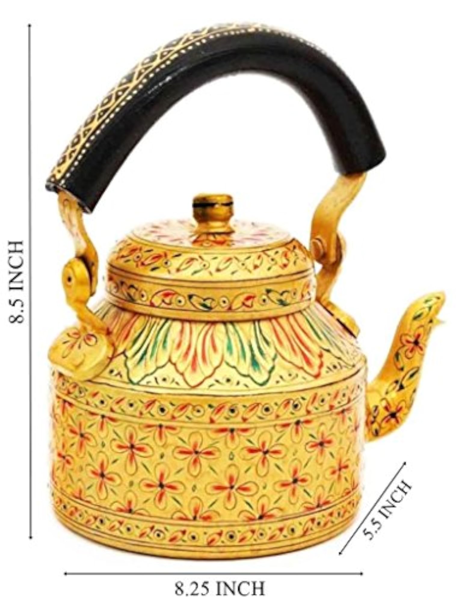 Handpainted Traditional Aluminium Colourful Decorative Tea Kettle